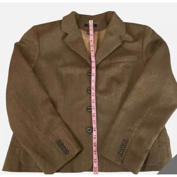 CHAPS Ralph Lauren Tweed Blazer Brown Wool Herringbone Jacket Academia Size 16 - Picture 5 of 16